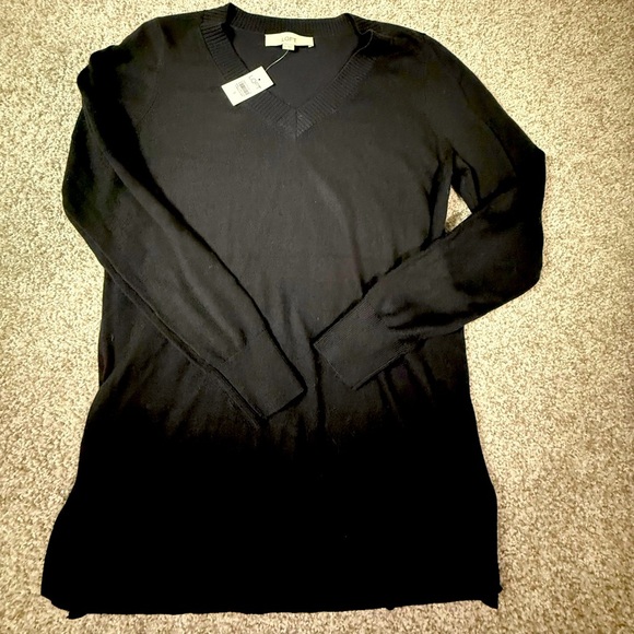 LOFT Black V-Neck Longline Sweater Tunic – Women’s Small (New with Tags) - Picture 1 of 3